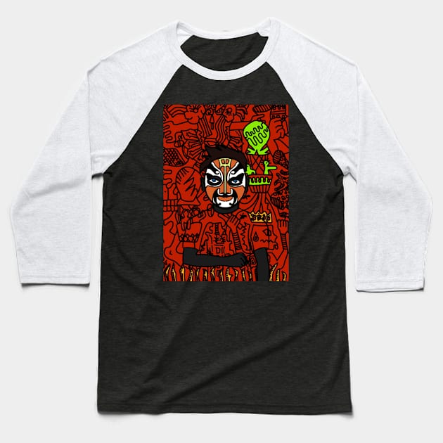 Uncover NFT Character - MaleMask Doodle with Chinese Eyes on TeePublic Baseball T-Shirt by Hashed Art